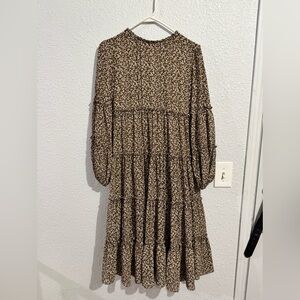 Dainty Jewells Brown Floral Long Sleeve Dress